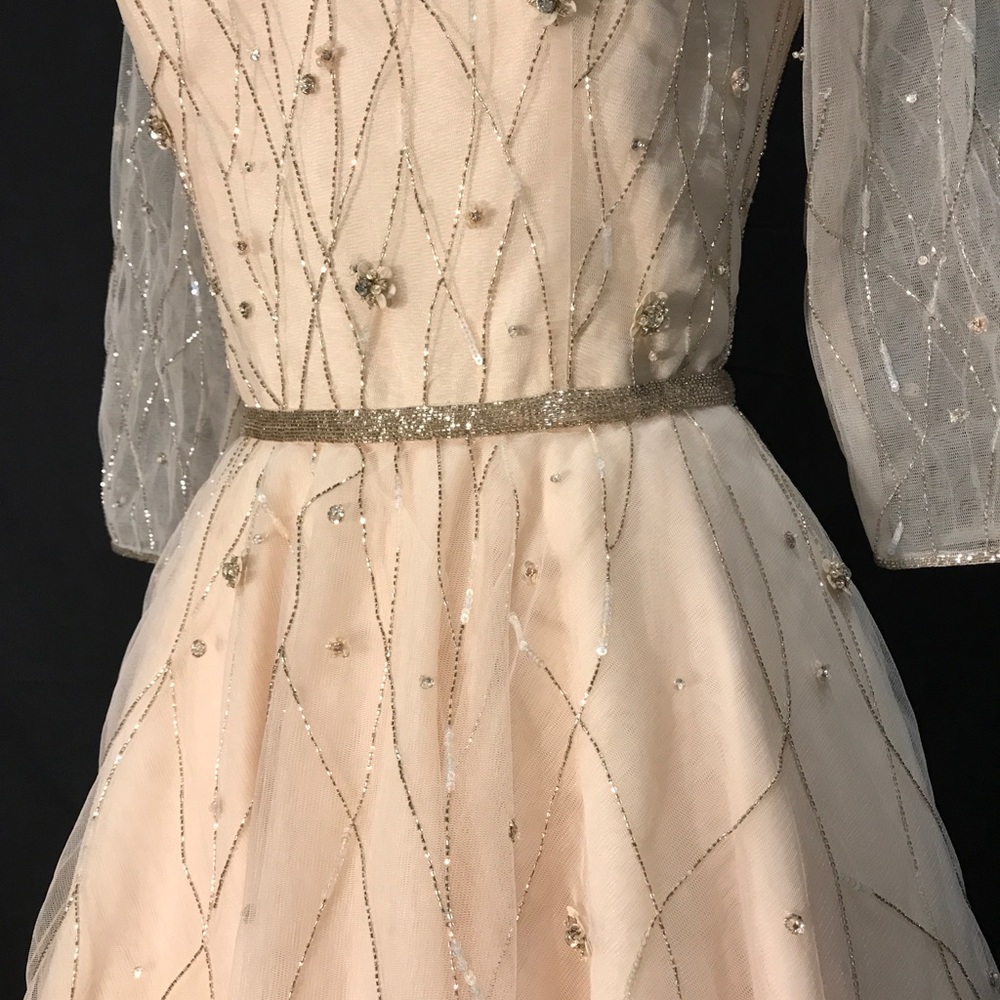 Designer Dark Ivory Silk Wedding Dress Prom Quinceañera 8 Sleeves NEW SB Dryden - Picture 3 of 7